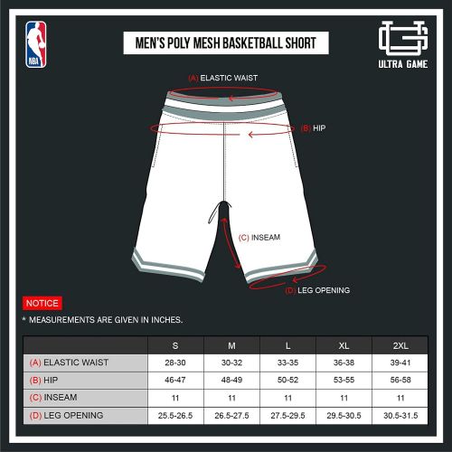  Ultra Game NBA Mens Active Knit Basketball Training Shorts