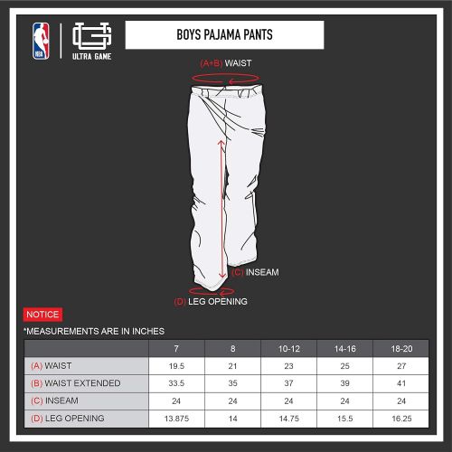  Ultra Game NBA Boys 2 Piece Pjs Lounge Pants And Tee Set