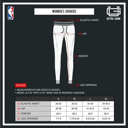  Ultra Game NBA Womens Jogger Pants Active Logo Fleece Sweatpants