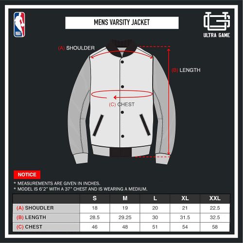  Ultra Game NBA Mens Full-Zip Classic Varsity Jacket