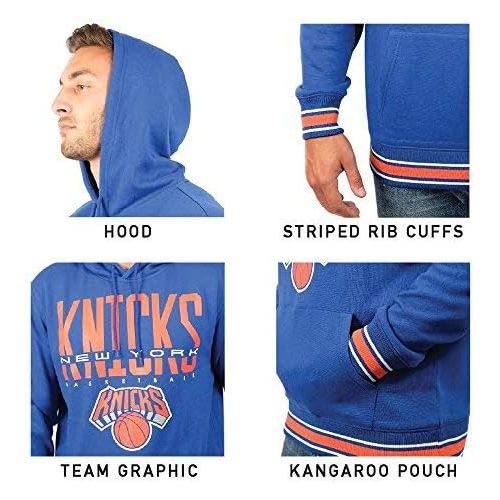  Ultra Game NBA Mens Stripe Soft Fleece Pullover Hoodie Sweatshirt