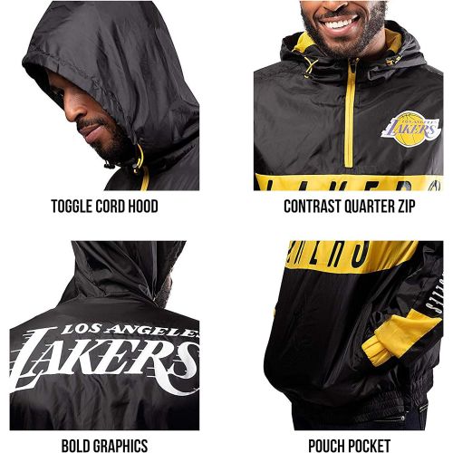  Ultra Game NBA Mens Quarter Zip Pullover Hoodie Windbreaker Jacket