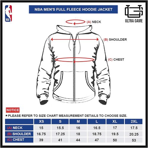  Ultra Game NBA Mens Full Zip Fleece Hoodie Letterman Varsity Jacket