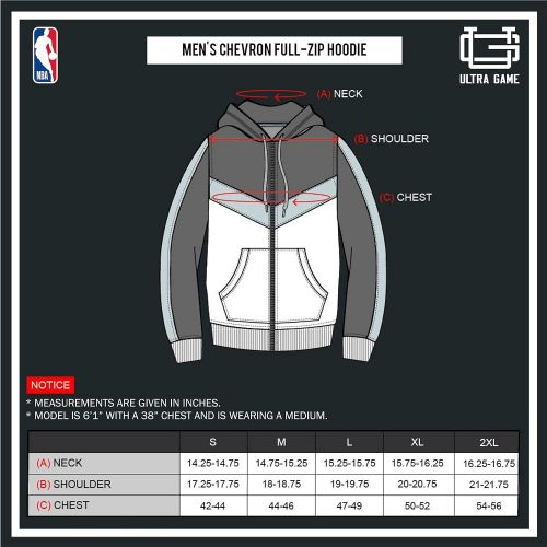  Ultra Game NBA Mens Soft Fleece Full Zip Jacket Hoodie
