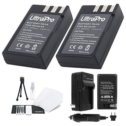  [아마존베스트]EN-EL9a Battery 2-Pack Bundle with Rapid Travel Charger and UltraPro Accessory Kit for Select Nikon Cameras Including D5000, D3000, D60, D40x, and D40