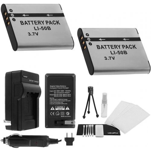  [아마존베스트]LI-50B Battery 2-Pack Bundle with Rapid Travel Charger and UltraPro Accessory Kit for Select Olympus Cameras Including SH-25MR, SP-720UZ, SP-800UZ, SP-810UZ, and SZ-31MR