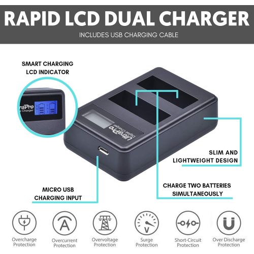  2-Pack EN-EL14 / EN-EL14A / EN-EL14A+ High-Capacity Replacement Battery with Rapid Dual LCD Charger for Select Nikon Digital Cameras. UltraPro Bundle Includes: USB SD/SDHC Card Rea