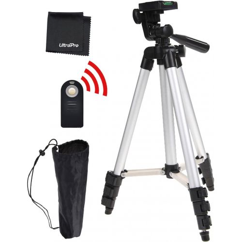  UltraPro 50 Inch Full Size Aluminum Camera Tripod + Wireless Remote Bundle for Nikon Digital Cameras, Includes UltraPro Microfiber Cleaning Cloth