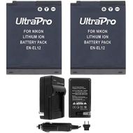 EN-EL12 Battery 2-Pack Bundle with Rapid Travel Charger and UltraPro Accessory Kit for Select Nikon Cameras Including Coolpix S9300, S9400, S9500, S6300, and S8200