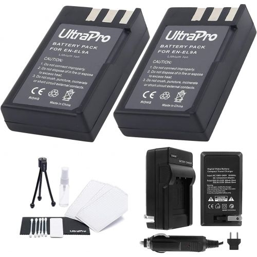  EN-EL9a Battery 2-Pack Bundle with Rapid Travel Charger and UltraPro Accessory Kit for Select Nikon Cameras Including D5000, D3000, D60, D40x, and D40