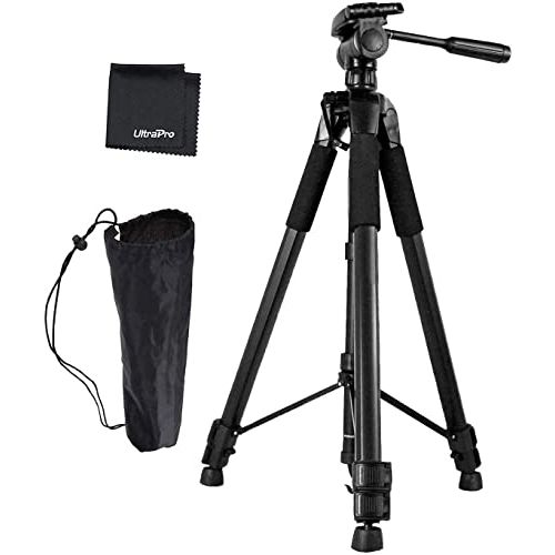  UltraPro 72 Inch Black Aluminum Camera Tripod Bundle for Canon, Nikon, Sony, Samsung, Olympus, Panasonic, Pentax, and All Digital Cameras, Includes UltraPro Microfiber Cleaning Clo