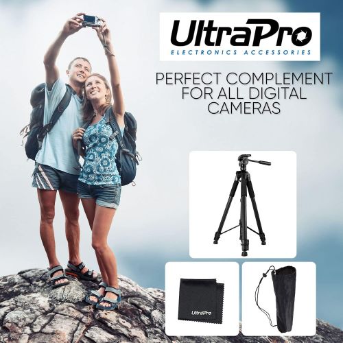  UltraPro 72 Inch Black Aluminum Camera Tripod Bundle for Canon, Nikon, Sony, Samsung, Olympus, Panasonic, Pentax, and All Digital Cameras, Includes UltraPro Microfiber Cleaning Clo