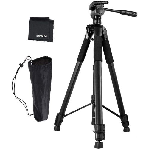  UltraPro 72 Inch Black Aluminum Camera Tripod Bundle for Canon, Nikon, Sony, Samsung, Olympus, Panasonic, Pentax, and All Digital Cameras, Includes UltraPro Microfiber Cleaning Clo