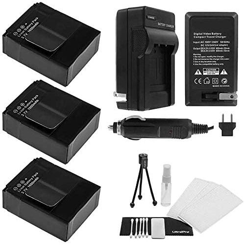 3-Pack GoPro HD Hero3, Hero3+, AHDBT-201, AHDBT-301 High-Capacity Replacement Batteries with Rapid Travel Charger. UltraPro Bundle Includes: Camera Cleaning Kit, Screen Protector,