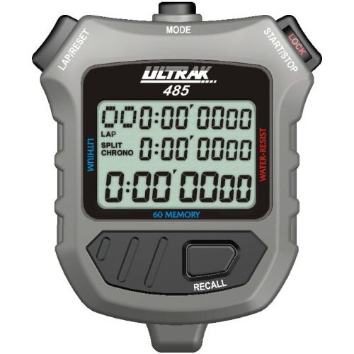  Ultrak 485 - 60 Lap Dual Split Memory Stopwatch Timer with Three Line Display