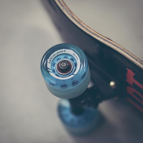  Ultrasport Skateboard Wheels, Made of a Softer Material for Perfect Grip on Bad Surfaces, Set of 2 in Transparent Blue