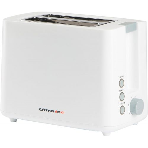  Ultratec Toaster mit zwei Toastkammern, Toaster weiss 2 Scheiben, Mini Toaster, 2 Scheiben Toaster, Mini Toaster, Cool Touch Toaster, Toaster weiss MIni, weiss, ca. 22,5 x 18 x 13,8