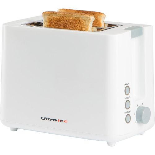  Ultratec Toaster mit zwei Toastkammern, Toaster weiss 2 Scheiben, Mini Toaster, 2 Scheiben Toaster, Mini Toaster, Cool Touch Toaster, Toaster weiss MIni, weiss, ca. 22,5 x 18 x 13,8