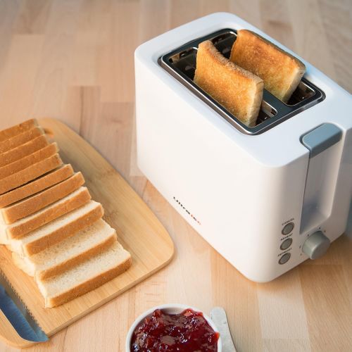  Ultratec Toaster mit zwei Toastkammern, Toaster weiss 2 Scheiben, Mini Toaster, 2 Scheiben Toaster, Mini Toaster, Cool Touch Toaster, Toaster weiss MIni, weiss, ca. 22,5 x 18 x 13,8