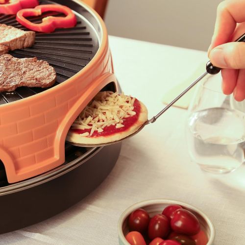  Ultratec pizza /Raclette for up to 6people, Can be Used As A RACLETTE GRILL or Oven for Mini Pizza or a combination of raclette and Grooved Back Plate Pizza Oven for Low Fat Grill