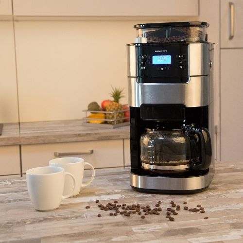  Ultratec Kaffeemaschine / Kaffee-Vollautomat mit Mahlwerk und Timerfunktion, Kaffevollautomat, Coffee machine, Kaffeemaschinevollautomat, inkl. Glaskanne und Permanentfilter, edels