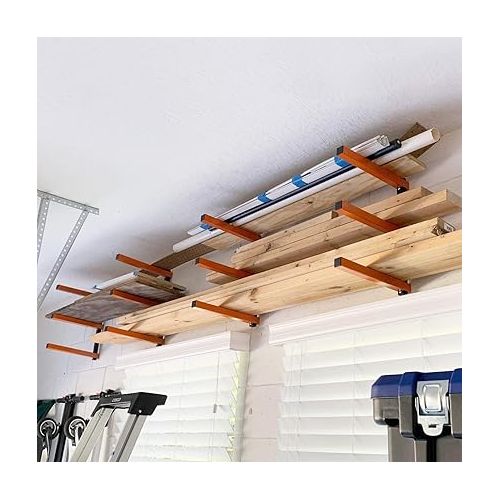  Ultrawall Wall Mount Wood Organizer and Lumber Storage Metal Rack with 3-Level - Indoor & Outdoor Use, 2 Pack