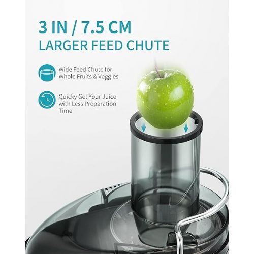  Ultrean Juicer Machine, 800w Juicer with Big Mouth 3” Feed Chute, Dual Speeds Centrifugal Juice Maker for Fruits and Veggies, Easy to Clean and BPA Free