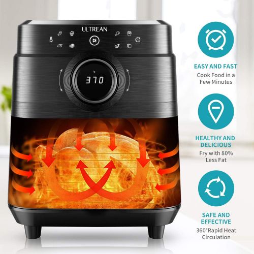  Ultrean Air Fryer, XL 6 Quart 8-in-1 Electric Hot Air Fryer Oven Oilless Cooker, Large Family Size LED Touch Control Panel and Nonstick Basket, UL Certified,1700W