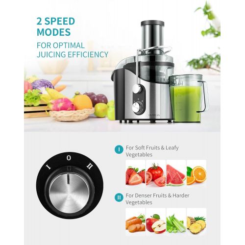  Ultrean Centrifugal Juicer, Juicer Machine with Extra-wide 3 Feed Chute, 2 Speed Juicer Extractor for Fruits & Vegetables, Citrus Juicer Easy to Clean, Electric Juicer with Big Mou