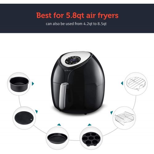  Ultrean Air Fryer Accessories, Set of 6 Fit All 5.8Qt, 6Qt Air Fryers, BPA Free, Non-Stick, Dishwasher Safe, XL