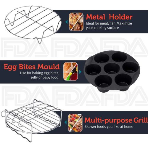  Ultrean Air Fryer Accessories, Set of 6 Fit All 5.8Qt, 6Qt Air Fryers, BPA Free, Non-Stick, Dishwasher Safe, XL