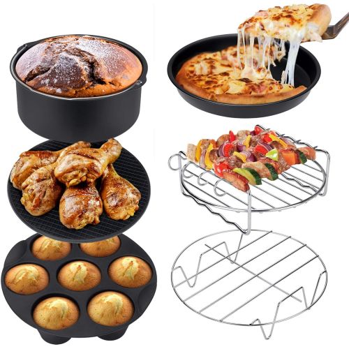  Ultrean Air Fryer Accessories, Set of 6 Fit All 5.8Qt, 6Qt Air Fryers, BPA Free, Non-Stick, Dishwasher Safe, XL