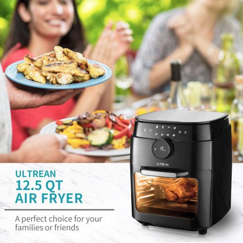  Ultrean Air Fryer oven, 12.5 Quart Air Fryer Toaster Oven with Rotisserie,Bake,Dehydrator,Auto Shutoff and 8 Touch Screen Preset, 8 Accessories & 50 Recipes