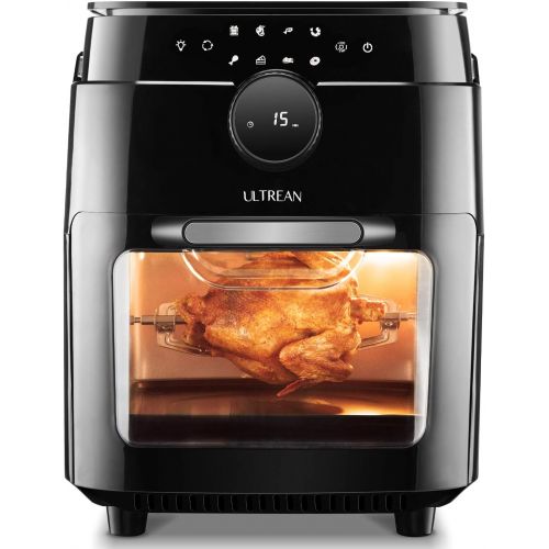  Ultrean Air Fryer oven, 12.5 Quart Air Fryer Toaster Oven with Rotisserie,Bake,Dehydrator,Auto Shutoff and 8 Touch Screen Preset, 8 Accessories & 50 Recipes