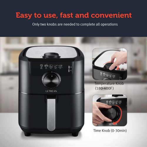  [아마존베스트]Ultrean Air Fryer, 4.5 Quart Electric Hot Air Fryers Oven Cooker with Deluxe Temperature and Time Knob, Non-Stick Basket, UL Certified, Cook Book, 1-Year Warranty, 1500w