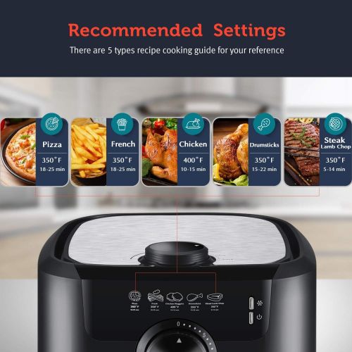  [아마존베스트]Ultrean Air Fryer, 4.5 Quart Electric Hot Air Fryers Oven Cooker with Deluxe Temperature and Time Knob, Non-Stick Basket, UL Certified, Cook Book, 1-Year Warranty, 1500w