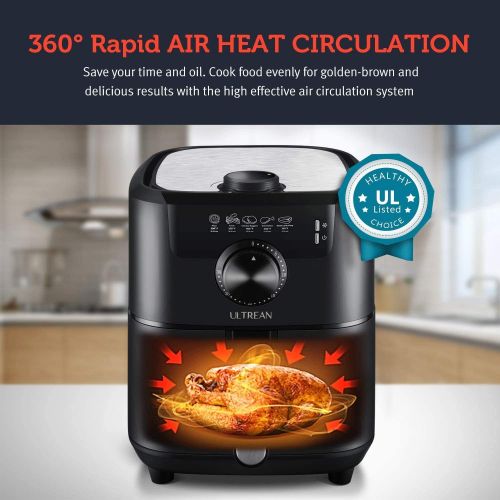  [아마존베스트]Ultrean Air Fryer, 4.5 Quart Electric Hot Air Fryers Oven Cooker with Deluxe Temperature and Time Knob, Non-Stick Basket, UL Certified, Cook Book, 1-Year Warranty, 1500w