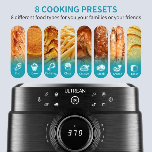  [아마존베스트]Ultrean 6 Quart Air Fryer, Deluxe Temperature and Time Knob and Matte Finish Design, Electric Hot Air Fryers Oven Cooker, Non-Stick Basket, UL Certified, Cook Book, 1-Year Warranty