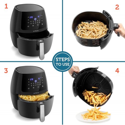  [아마존베스트]Ultrean 5.8 Quart Air Fryer, Electric Hot Air Fryers Oilless Cooker with 10 Presets, Digital LCD Touch Screen, Nonstick Basket, 1700W, UL Listed