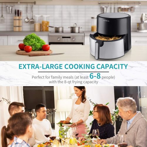  Ultrean 8 Quart Air Fryer, Electric Hot Air Fryers XL Oven Oilless Cooker with 8 Presets, LCD Digital Touch Screen and Nonstick Frying Pot, ETL Certified, Cook Book, 1-Year Warrant