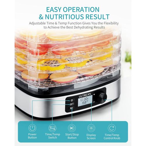  Ultrean Food Dehydrator, Dehydrator Machine for Beef Jerky, Fruits, Herbs, and Vegetables, Digital Temperature and Time Control, 5 BPA-Free Trays Dishwasher Safe, 350W, Recipe Book