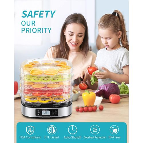  Ultrean Food Dehydrator, Dehydrator Machine for Beef Jerky, Fruits, Herbs, and Vegetables, Digital Temperature and Time Control, 5 BPA-Free Trays Dishwasher Safe, 350W, Recipe Book