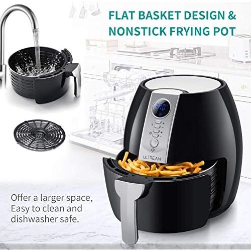  [아마존베스트]Ultrean Air Fryer, 4.2 Quart (4 Liter) Electric Hot Air Fryers Oven Oilless Cooker with LCD Digital Screen and Nonstick Frying Pot, ETL/UL Certified,1-Year Warranty,1500W (Black)