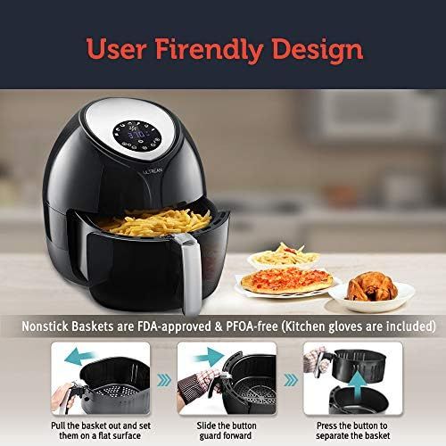  [아마존베스트]Ultrean 6 Quart Air Fryer, Large Family Size Electric Hot Air Fryers XL Oven Oilless Cooker with 7 Presets, LCD Digital Touch Screen and Nonstick Detachable Basket,UL Certified,170