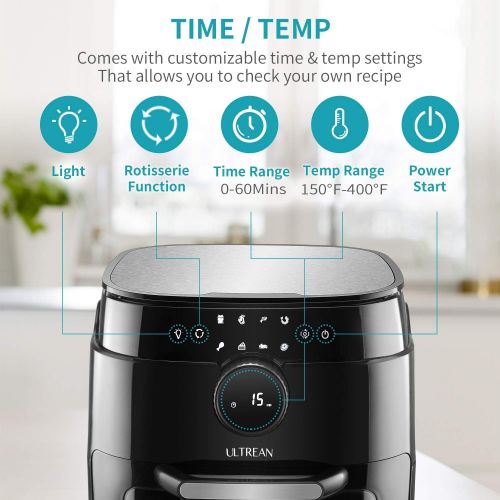  [아마존베스트]Ultrean Air Fryer, 12.5 Quart Air Fryer Oven, Toaster Oven with Rotisserie,Bake,Dehydrator,Auto Shutoff and 8 Touch Screen Preset, 8 Accessories & 50 Recipes