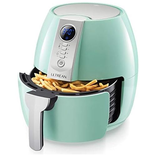  Ultrean Hot Air Fryer, 4.6.8 L Hot Air Fryer, Air Fryer, Fryer without Oil, with LCD, Recipe Book on Deutch (4L, Mint Green)