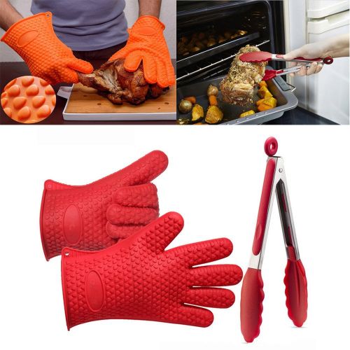  UmUXHxk umUXHxk BBQ Gloves, Meat Claws and Digital Instant Read BBQ Thermometer (3 pc Set) - Heat Resistant/Silicone Gloves - BBQ Grilling Tool Accessories Make The