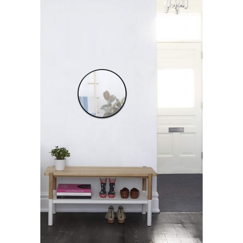  Umbra Hub 37” Round Wall Mirror with Rubber Frame, Modern Room Decor for Entryways, Washrooms, Living Rooms and More, Gray