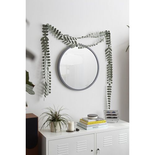  Umbra Hub 37” Round Wall Mirror with Rubber Frame, Modern Room Decor for Entryways, Washrooms, Living Rooms and More, Gray