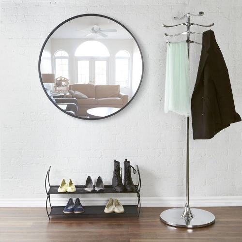  Umbra Hub 37” Round Wall Mirror with Rubber Frame, Modern Room Decor for Entryways, Washrooms, Living Rooms and More, Gray